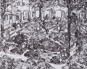Tuin van het ziekenhuis in Arles door Vincent van Gogh